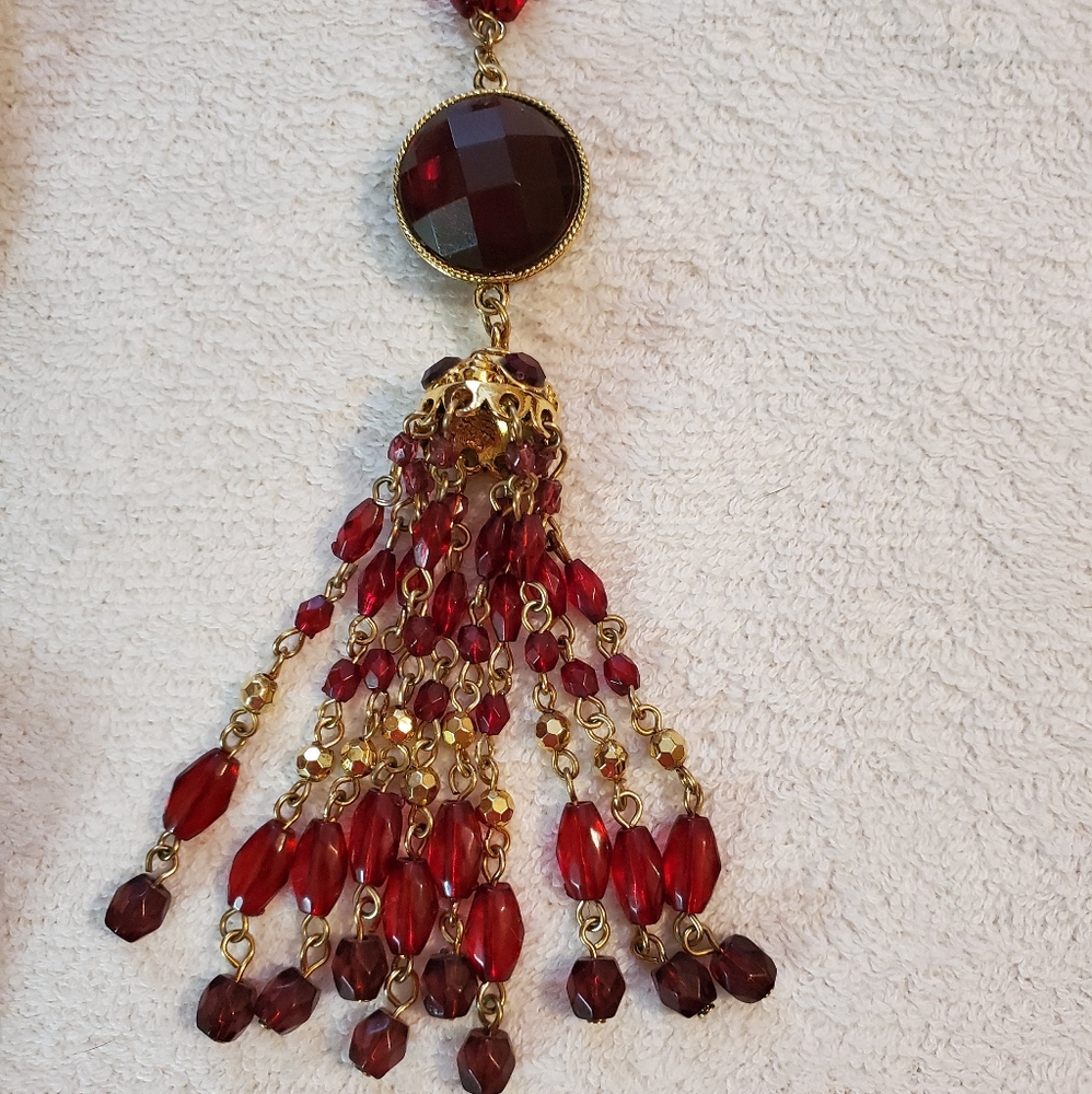 Burgundy Necklace and earrings set